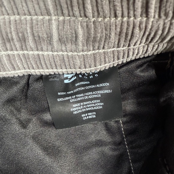 NWT Billabong Shorts Mens M‎ Gray Mike EW Corduroy Pull On Drawstring Lounge - Picture 9 of 10